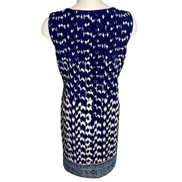 AB Studio Blue White Shift Zipper Shoulder‎ Sleeveless Dress Sz 6 - Picture 3 of 8